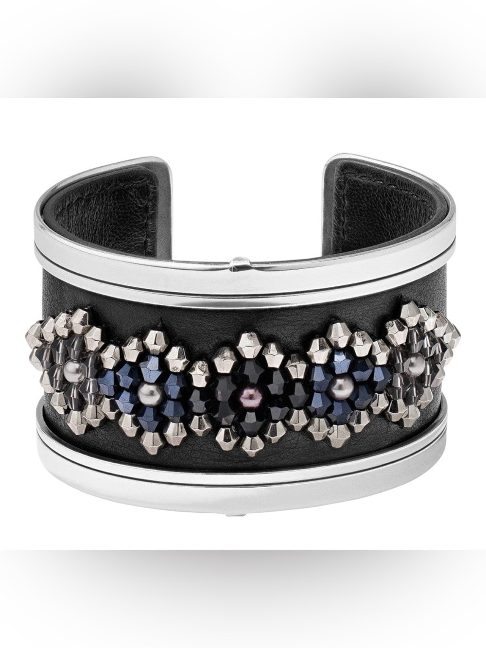 Brighton Christo New Delhi-Patel Wide Cuff Bracelet Set Removable Beaded Insert